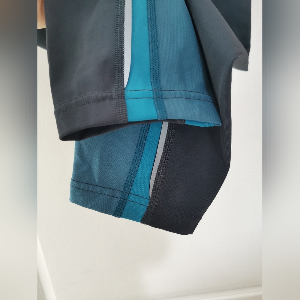 Athletic Colorblock Leggings with Side Pocket - Teal/Charcoal - Picture 8 of 12